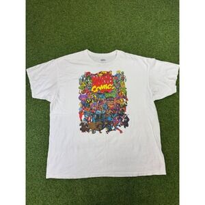 Marvel Comics Graphic T-Shirt Mens‎ 2XL White Character Collage Mad Engine Tee